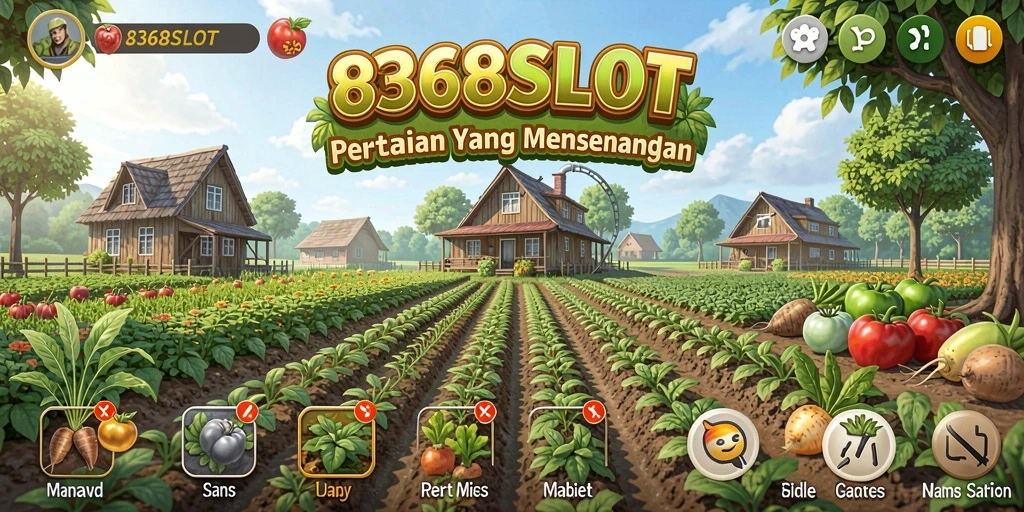 Tampilan screenshot 8368SLOT menampilkan aktivitas bertani yang seru dan interaktif.