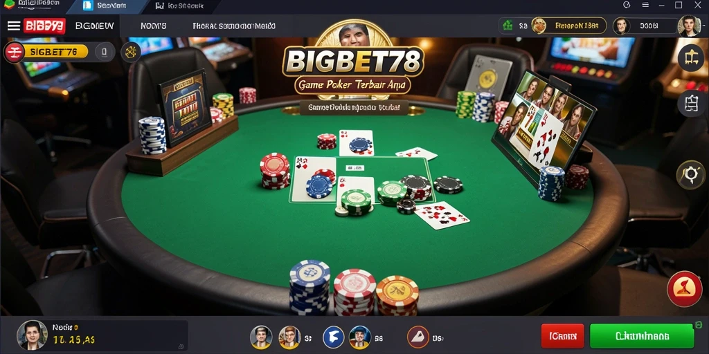 Screenshot BIGBET78 menunjukkan gameplay Poker yang seru dan interaktif.