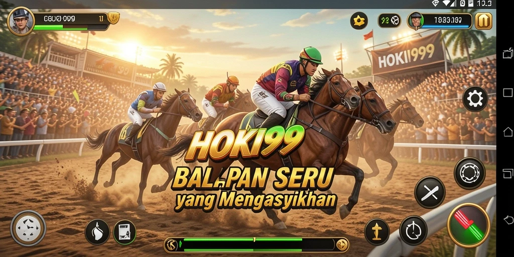 Screenshot gameplay HOKI99 dengan balapan yang menegangkan.