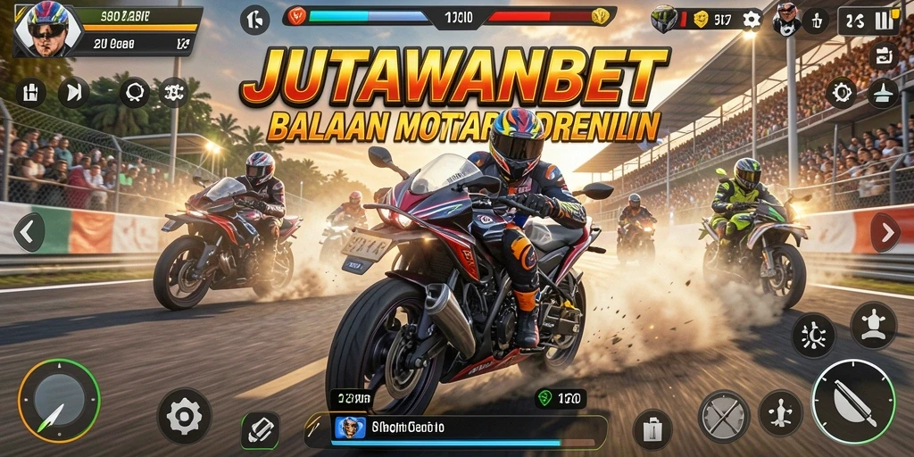Screenshot gameplay JUTAWANBET menampilkan aksi balapan yang mendebarkan.