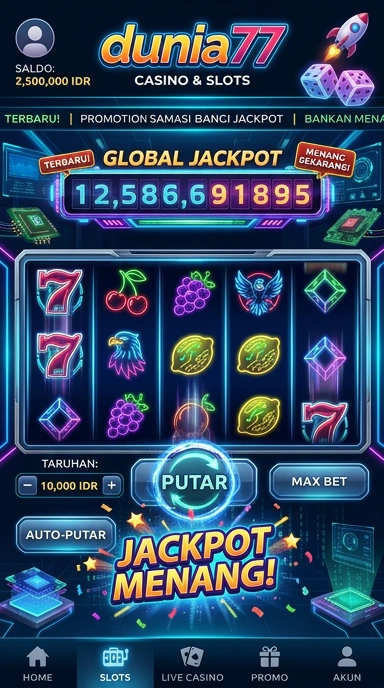 Tampilan utama dunia77 untuk kemudahan navigasi.